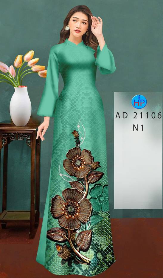 Vải Áo Dài Hoa In 3D Thiết Kế 2021 AD 21106 43 Vải Áo Dài Hoa In 3D Thiết Kế 2021 AD 21106