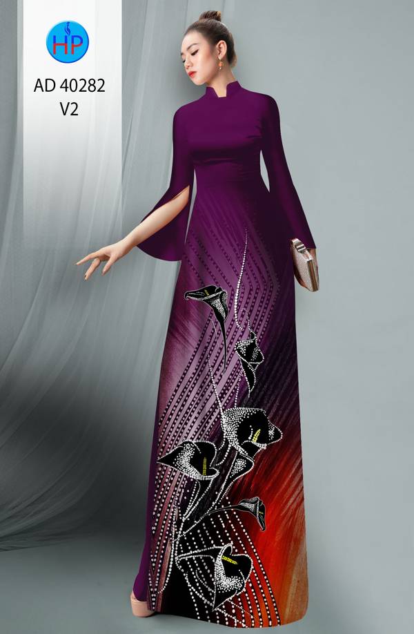 Vải Áo Dài Hoa Ly Kiểu Mới AD 40282 38 Vải Áo Dài Hoa Ly Kiểu Mới AD 40282