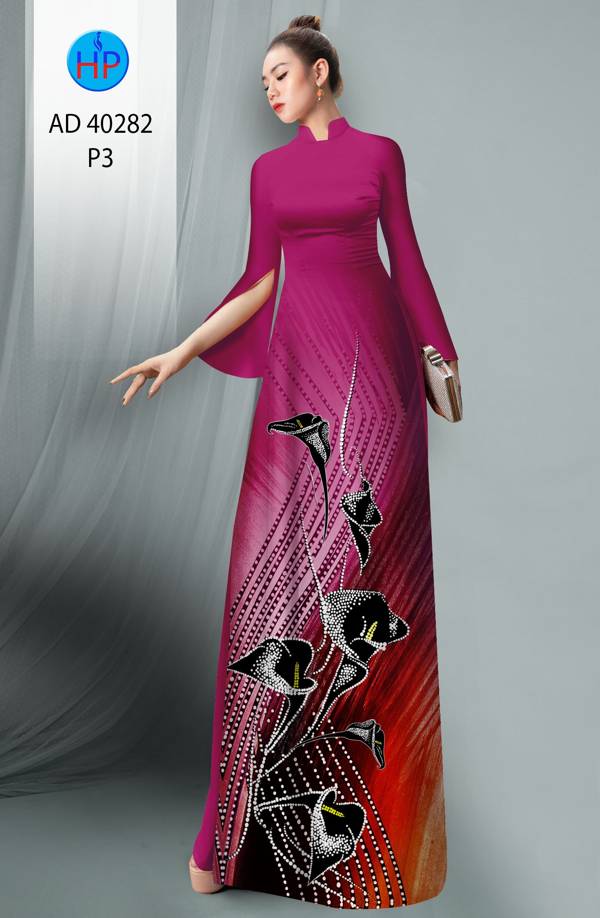 Vải Áo Dài Hoa Ly Kiểu Mới AD 40282 39 Vải Áo Dài Hoa Ly Kiểu Mới AD 40282