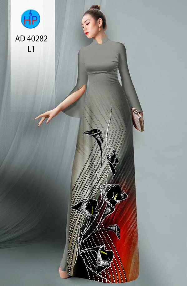 Vải Áo Dài Hoa Ly Kiểu Mới AD 40282 40 Vải Áo Dài Hoa Ly Kiểu Mới AD 40282