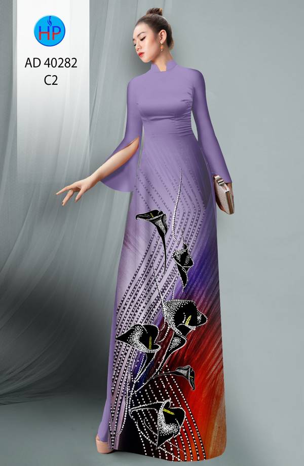 Vải Áo Dài Hoa Ly Kiểu Mới AD 40282 43 Vải Áo Dài Hoa Ly Kiểu Mới AD 40282