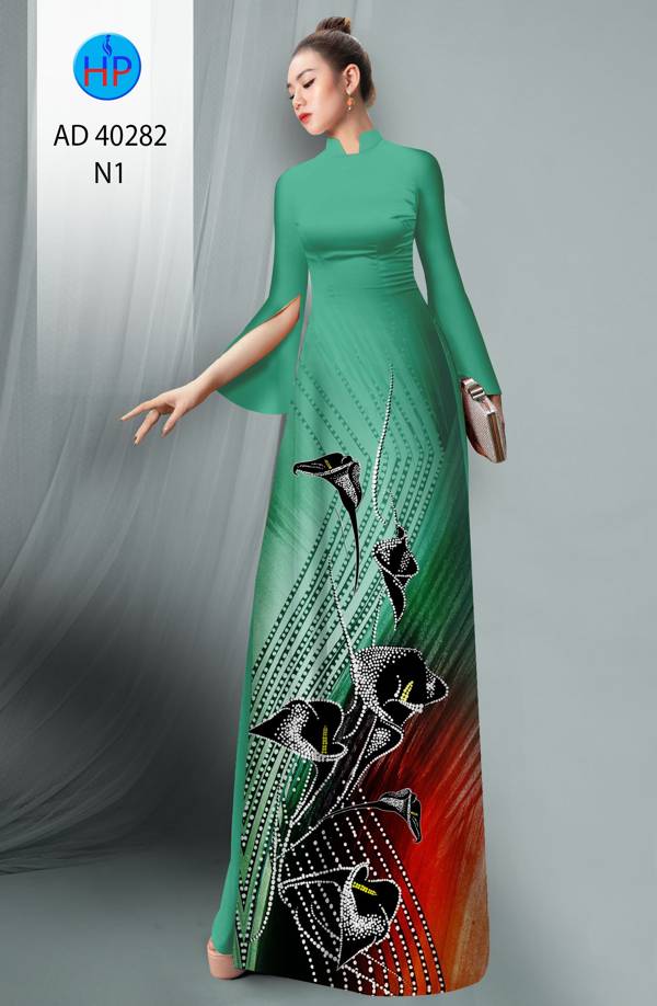 Vải Áo Dài Hoa Ly Kiểu Mới AD 40282 42 Vải Áo Dài Hoa Ly Kiểu Mới AD 40282