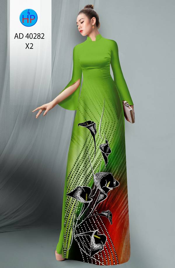 Vải Áo Dài Hoa Ly Kiểu Mới AD 40282 45 Vải Áo Dài Hoa Ly Kiểu Mới AD 40282
