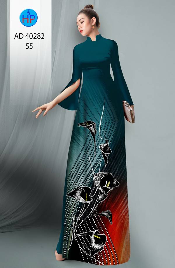 Vải Áo Dài Hoa Ly Kiểu Mới AD 40282 48 Vải Áo Dài Hoa Ly Kiểu Mới AD 40282