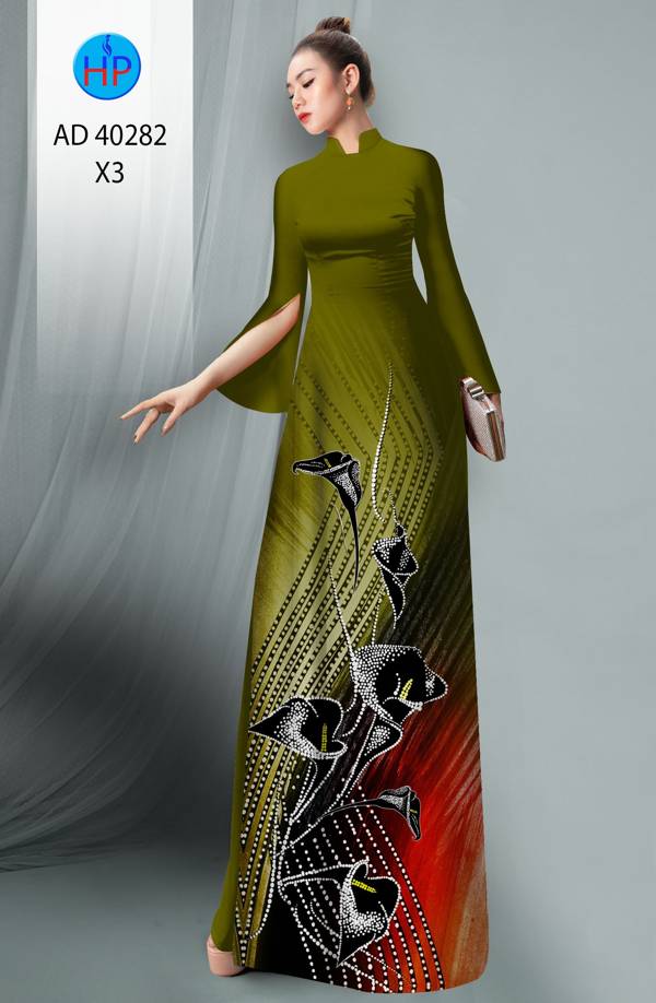 Vải Áo Dài Hoa Ly Kiểu Mới AD 40282 47 Vải Áo Dài Hoa Ly Kiểu Mới AD 40282