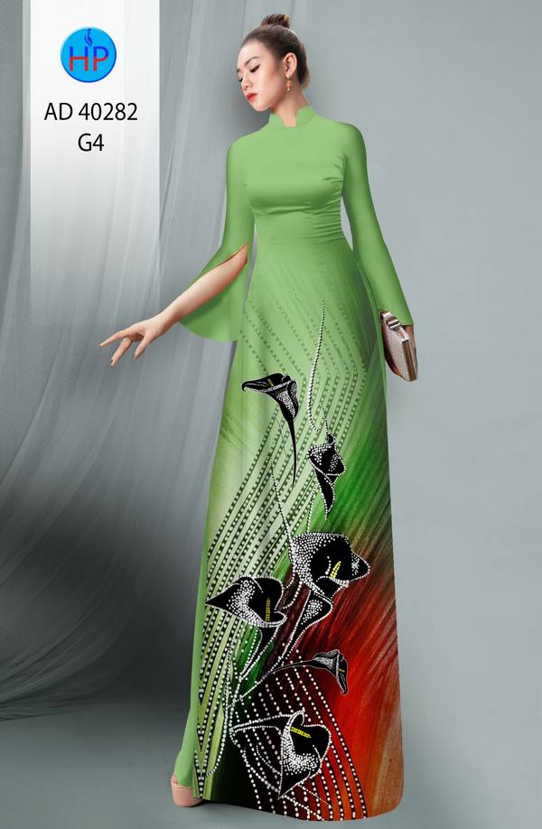 Vải Áo Dài Hoa Ly Kiểu Mới AD 40282 50 Vải Áo Dài Hoa Ly Kiểu Mới AD 40282