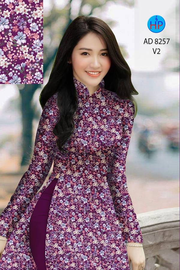 Vải Áo Dài Hoa Nhí Kiểu Mới AD 8257 40 Vải Áo Dài Hoa Nhí Kiểu Mới AD 8257