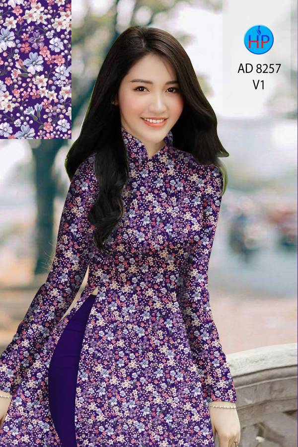 Vải Áo Dài Hoa Nhí Kiểu Mới AD 8257 42 Vải Áo Dài Hoa Nhí Kiểu Mới AD 8257