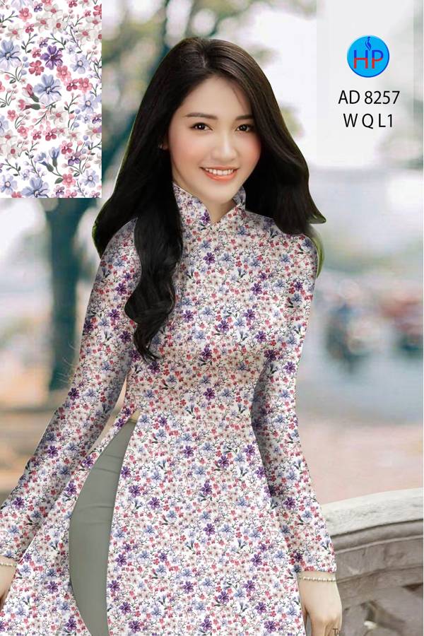 Vải Áo Dài Hoa Nhí Kiểu Mới AD 8257 51 Vải Áo Dài Hoa Nhí Kiểu Mới AD 8257