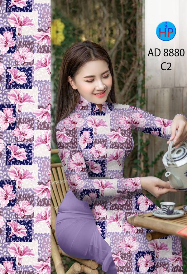 Vải Áo Dài Hoa Đều Mới Ra AD 8880 42 Vải Áo Dài Hoa Đều Mới Ra AD 8880
