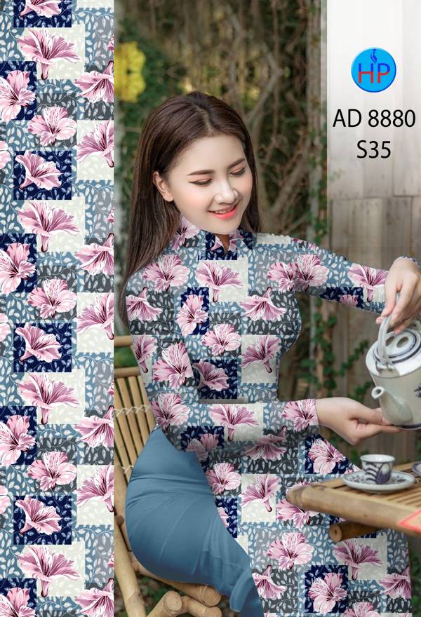 Vải Áo Dài Hoa Đều Mới Ra AD 8880 48 Vải Áo Dài Hoa Đều Mới Ra AD 8880