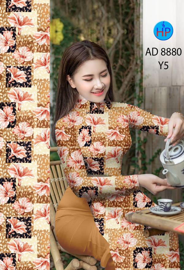 Vải Áo Dài Hoa Đều Mới Ra AD 8880 52 Vải Áo Dài Hoa Đều Mới Ra AD 8880