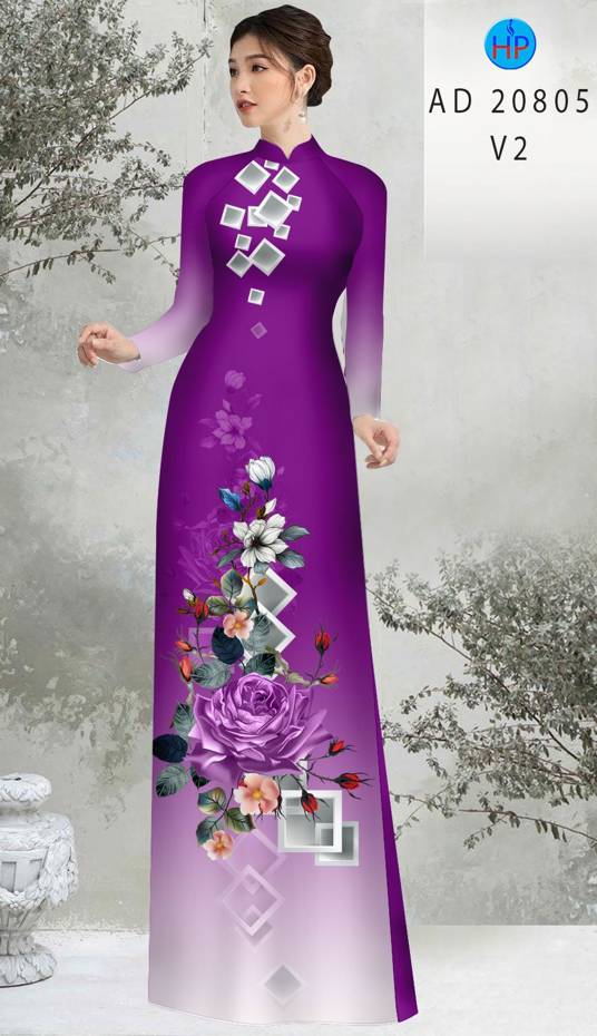 Vải Áo Dài Hoa In 3D Độc Đáo AD 20805 40 Vải Áo Dài Hoa In 3D Độc Đáo AD 20805