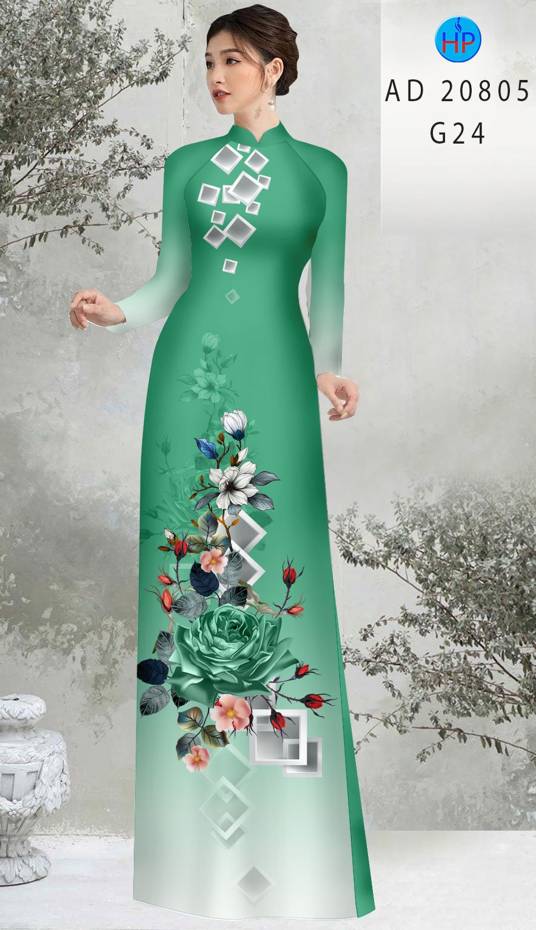 Vải Áo Dài Hoa In 3D Độc Đáo AD 20805 45 Vải Áo Dài Hoa In 3D Độc Đáo AD 20805