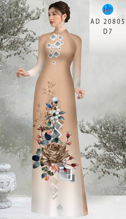 Vải Áo Dài Hoa In 3D Độc Đáo AD 20805 48 Vải Áo Dài Hoa In 3D Độc Đáo AD 20805