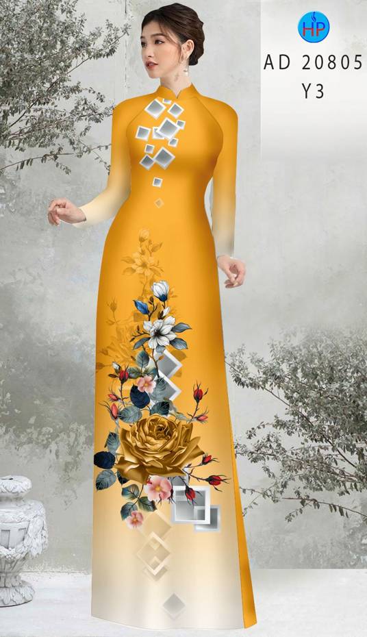 Vải Áo Dài Hoa In 3D Độc Đáo AD 20805 49 Vải Áo Dài Hoa In 3D Độc Đáo AD 20805