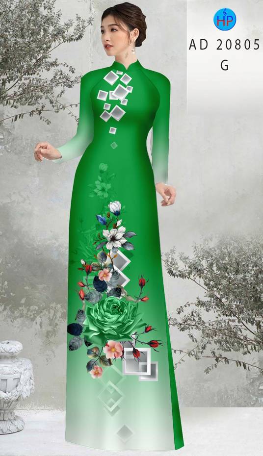 Vải Áo Dài Hoa In 3D Độc Đáo AD 20805 51 Vải Áo Dài Hoa In 3D Độc Đáo AD 20805