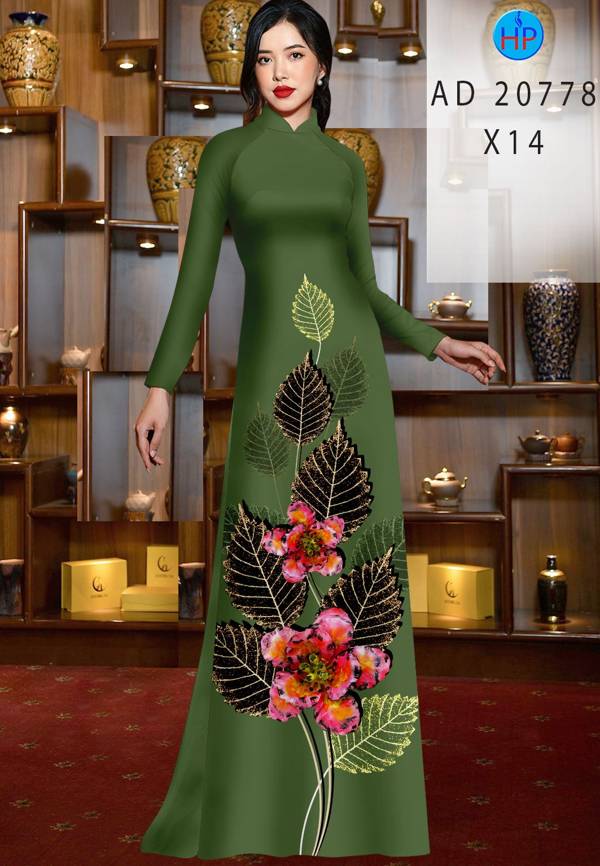 Vải Áo Dài In Hình Lá Kiểu Mới AD 20778 37 Vải Áo Dài In Hình Lá Kiểu Mới AD 20778