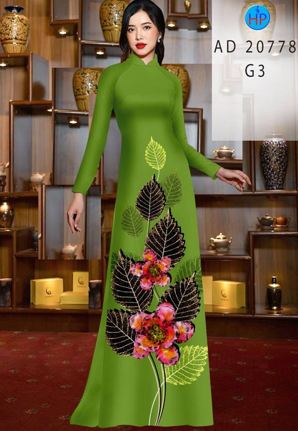 Vải Áo Dài In Hình Lá Kiểu Mới AD 20778 44 Vải Áo Dài In Hình Lá Kiểu Mới AD 20778