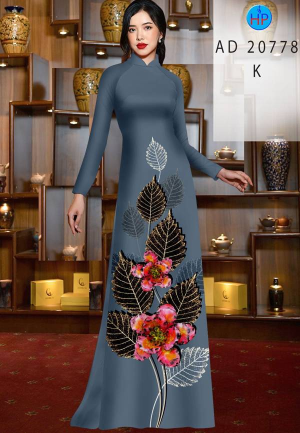 Vải Áo Dài In Hình Lá Kiểu Mới AD 20778 45 Vải Áo Dài In Hình Lá Kiểu Mới AD 20778