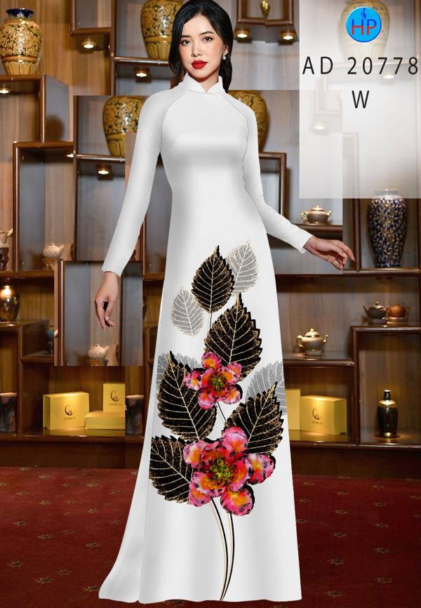 Vải Áo Dài In Hình Lá Kiểu Mới AD 20778 50 Vải Áo Dài In Hình Lá Kiểu Mới AD 20778