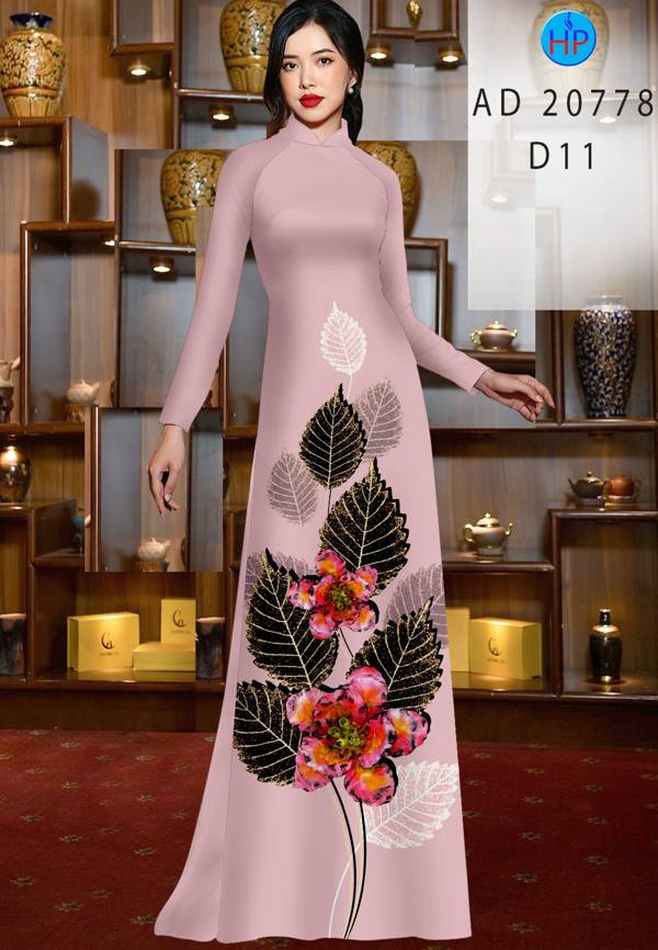 Vải Áo Dài In Hình Lá Kiểu Mới AD 20778 51 Vải Áo Dài In Hình Lá Kiểu Mới AD 20778