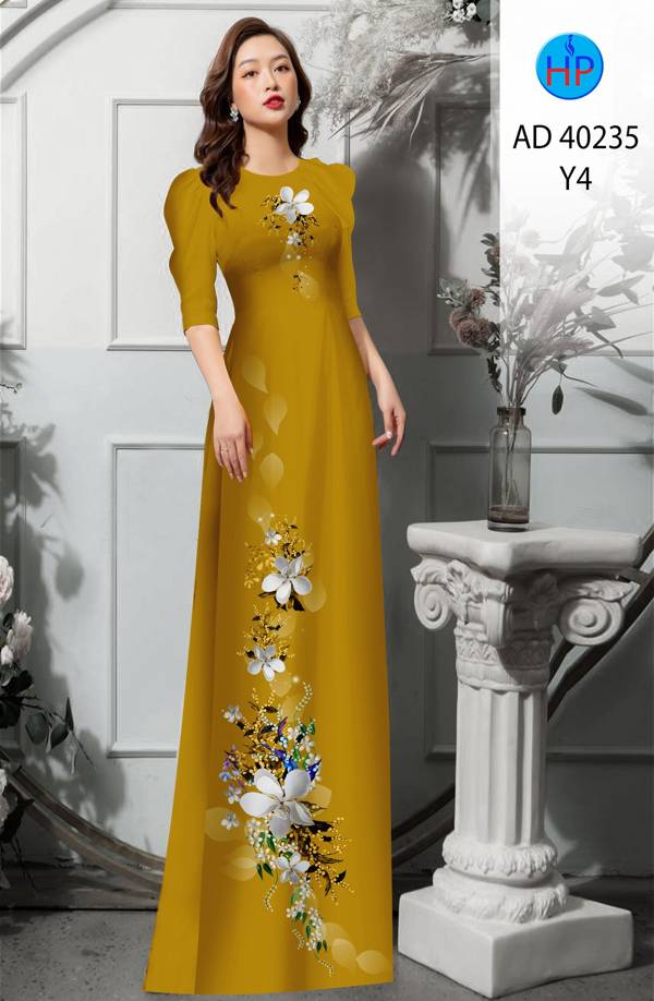 Vải Áo Dài Hoa In 3D Kiểu Mới AD 40235 37 Vải Áo Dài Hoa In 3D Kiểu Mới AD 40235