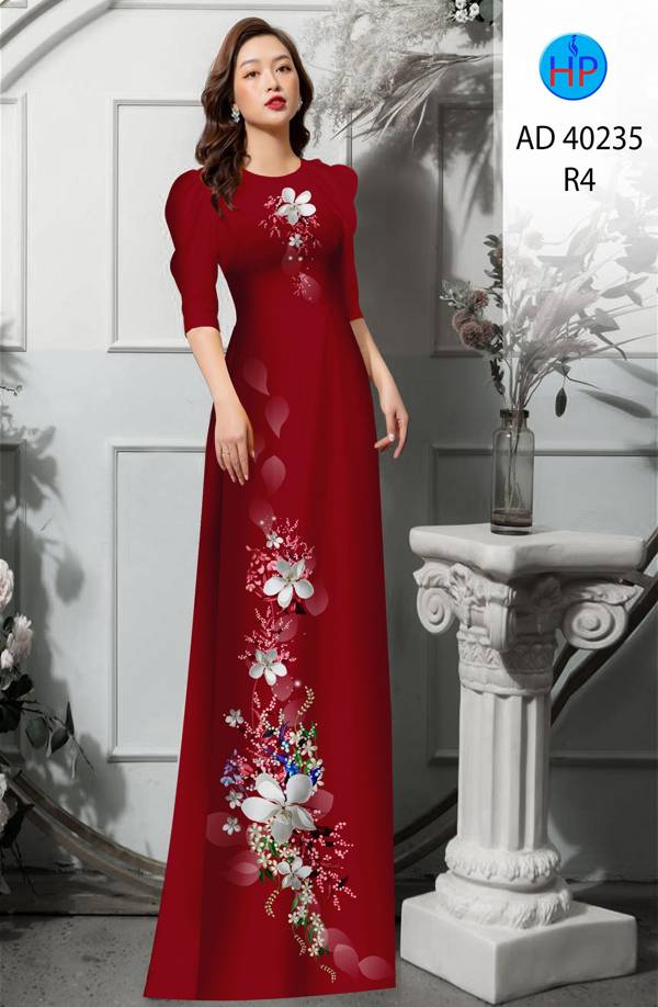 Vải Áo Dài Hoa In 3D Kiểu Mới AD 40235 38 Vải Áo Dài Hoa In 3D Kiểu Mới AD 40235