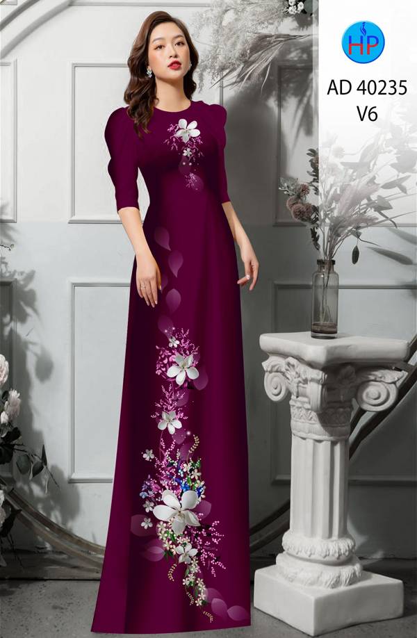 Vải Áo Dài Hoa In 3D Kiểu Mới AD 40235 40 Vải Áo Dài Hoa In 3D Kiểu Mới AD 40235
