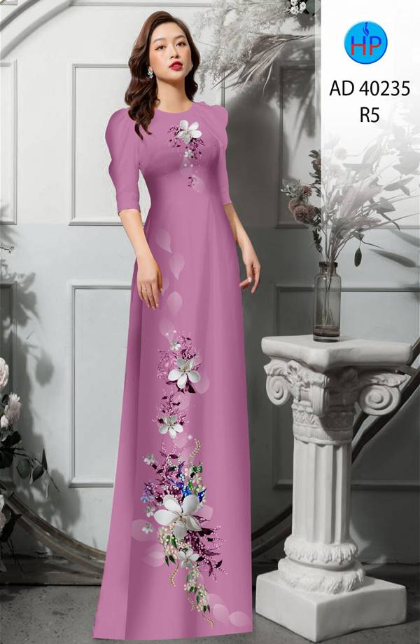 Vải Áo Dài Hoa In 3D Kiểu Mới AD 40235 39 Vải Áo Dài Hoa In 3D Kiểu Mới AD 40235