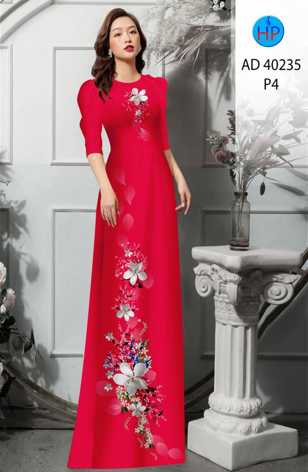 Vải Áo Dài Hoa In 3D Kiểu Mới AD 40235 42 Vải Áo Dài Hoa In 3D Kiểu Mới AD 40235