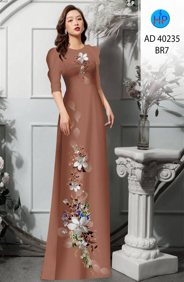 Vải Áo Dài Hoa In 3D Kiểu Mới AD 40235 45 Vải Áo Dài Hoa In 3D Kiểu Mới AD 40235