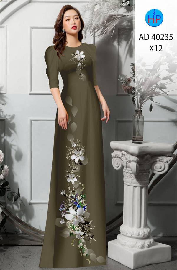 Vải Áo Dài Hoa In 3D Kiểu Mới AD 40235 47 Vải Áo Dài Hoa In 3D Kiểu Mới AD 40235
