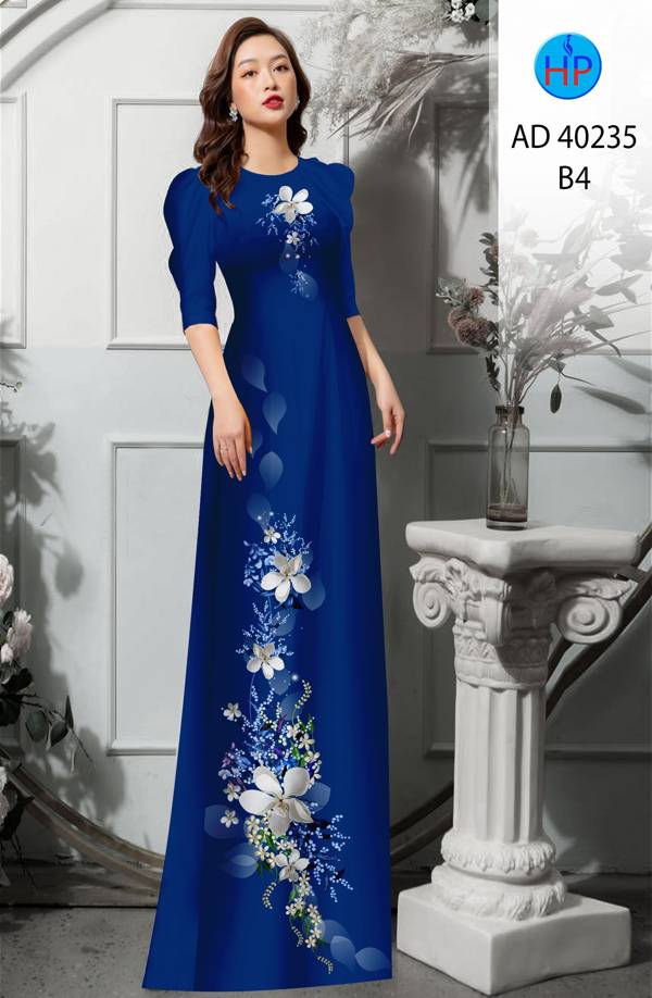 Vải Áo Dài Hoa In 3D Kiểu Mới AD 40235 44 Vải Áo Dài Hoa In 3D Kiểu Mới AD 40235