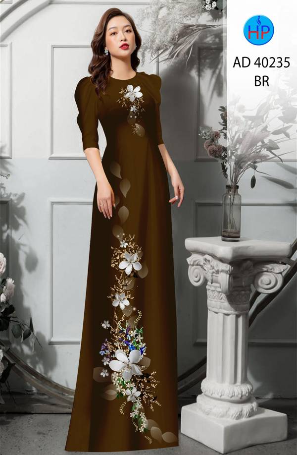 Vải Áo Dài Hoa In 3D Kiểu Mới AD 40235 51 Vải Áo Dài Hoa In 3D Kiểu Mới AD 40235