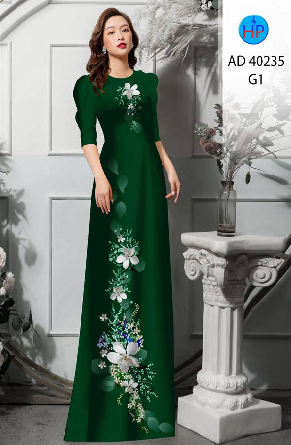 Vải Áo Dài Hoa In 3D Kiểu Mới AD 40235 50 Vải Áo Dài Hoa In 3D Kiểu Mới AD 40235