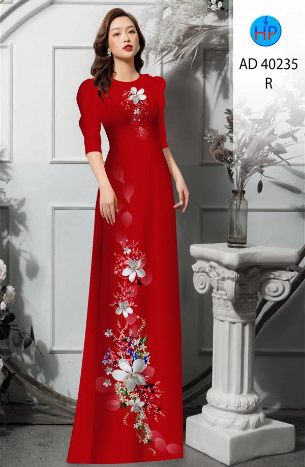 Vải Áo Dài Hoa In 3D Kiểu Mới AD 40235 52 Vải Áo Dài Hoa In 3D Kiểu Mới AD 40235