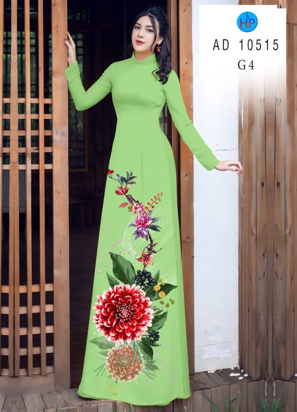 Vải Áo Dài Hoa Cẩm Chướng Độc Đáo AD 10515