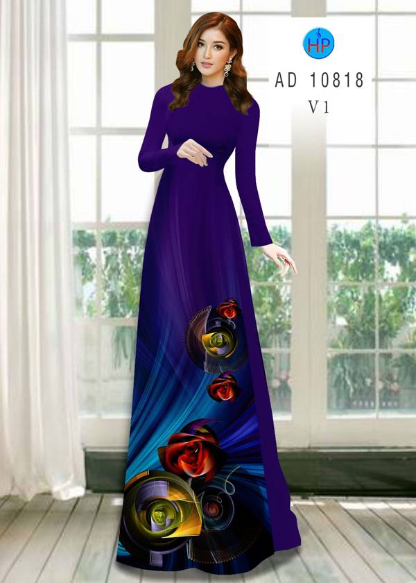 Vải Áo Dài Hoa Hồng Mới Ra AD 10818 45 Vải Áo Dài Hoa Hồng Mới Ra AD 10818