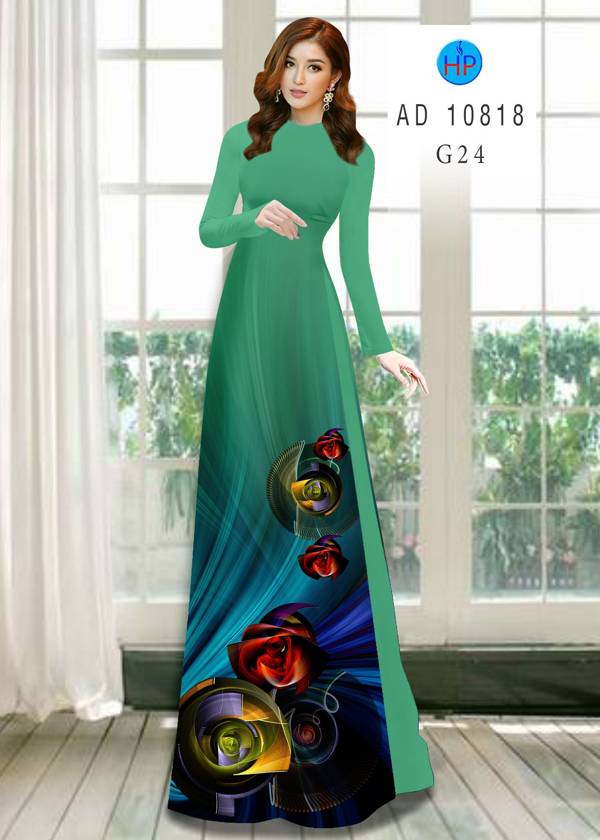 Vải Áo Dài Hoa Hồng Mới Ra AD 10818 49 Vải Áo Dài Hoa Hồng Mới Ra AD 10818