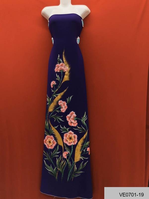 Vải Áo Dài Thái Tuấn Vẽ Tay Cao Cấp Hình Hoa Vừa Ra  AD VE0701_19