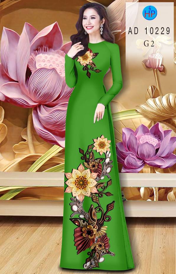 Vải Áo Dài Hoa In 3D Độc Đáo AD 10229 37 Vải Áo Dài Hoa In 3D Độc Đáo AD 10229