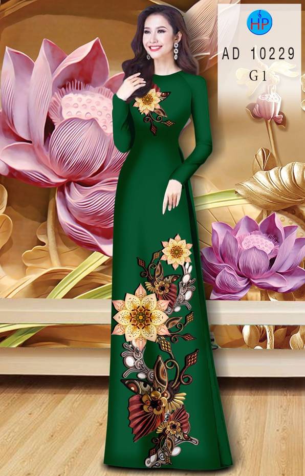 Vải Áo Dài Hoa In 3D Độc Đáo AD 10229 38 Vải Áo Dài Hoa In 3D Độc Đáo AD 10229
