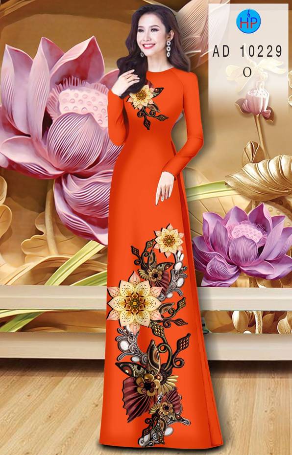 Vải Áo Dài Hoa In 3D Độc Đáo AD 10229 40 Vải Áo Dài Hoa In 3D Độc Đáo AD 10229
