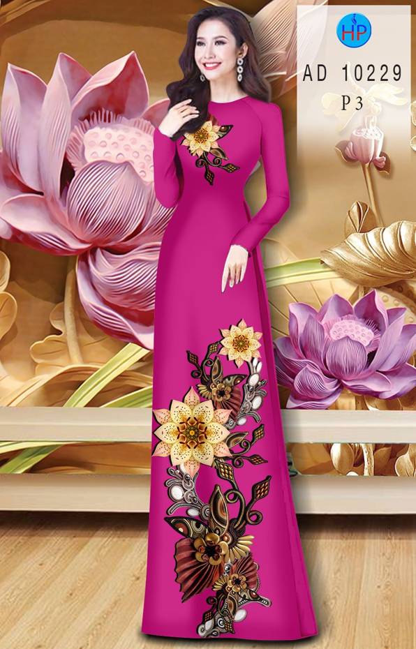 Vải Áo Dài Hoa In 3D Độc Đáo AD 10229 39 Vải Áo Dài Hoa In 3D Độc Đáo AD 10229