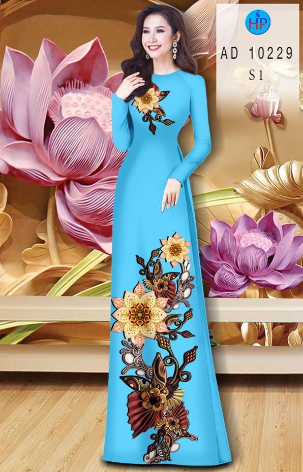 Vải Áo Dài Hoa In 3D Độc Đáo AD 10229 45 Vải Áo Dài Hoa In 3D Độc Đáo AD 10229