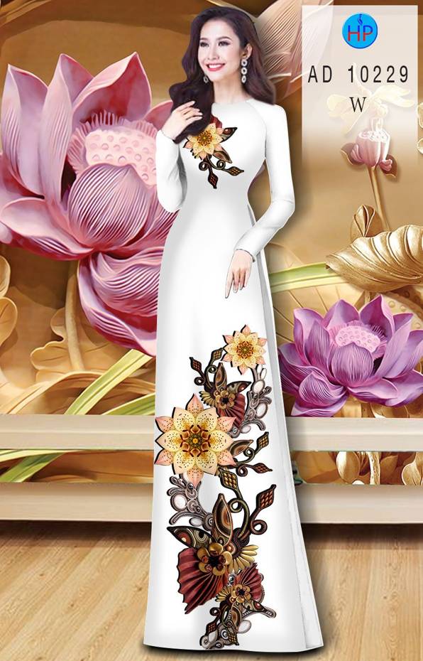 Vải Áo Dài Hoa In 3D Độc Đáo AD 10229 47 Vải Áo Dài Hoa In 3D Độc Đáo AD 10229