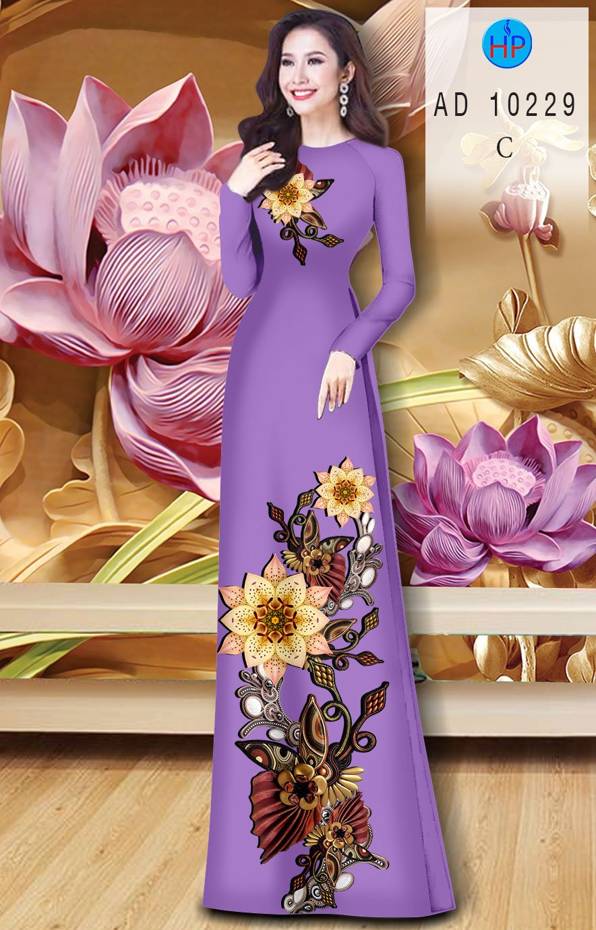 Vải Áo Dài Hoa In 3D Độc Đáo AD 10229 50 Vải Áo Dài Hoa In 3D Độc Đáo AD 10229