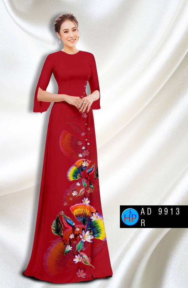 Vải Áo Dài Hoa In 3D Độc Đáo AD 9913 37 Vải Áo Dài Hoa In 3D Độc Đáo AD 9913