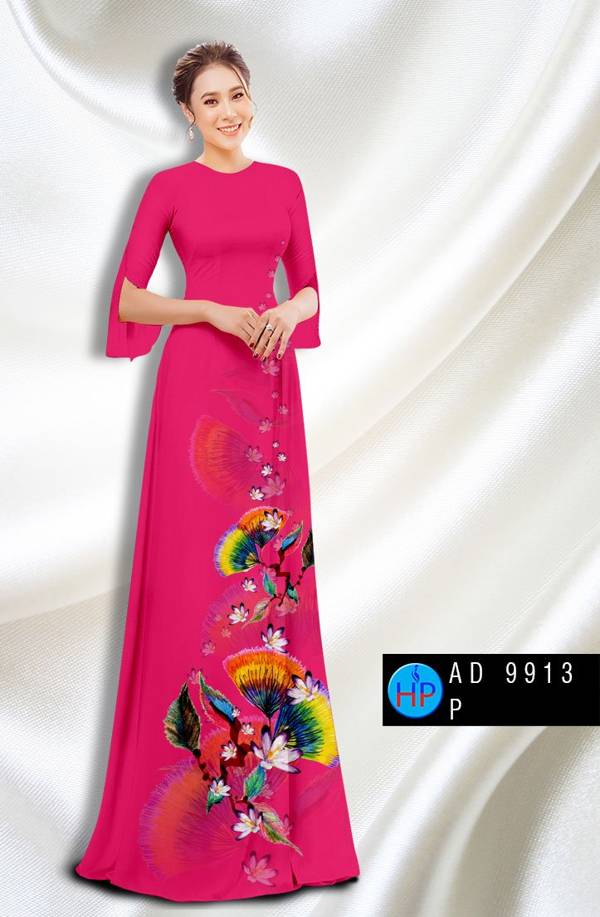 Vải Áo Dài Hoa In 3D Độc Đáo AD 9913 38 Vải Áo Dài Hoa In 3D Độc Đáo AD 9913